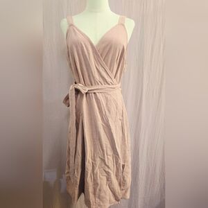 UT Women's Sleeveless Linen Blend Wrap Dress, Dusty Pink - XL NWT